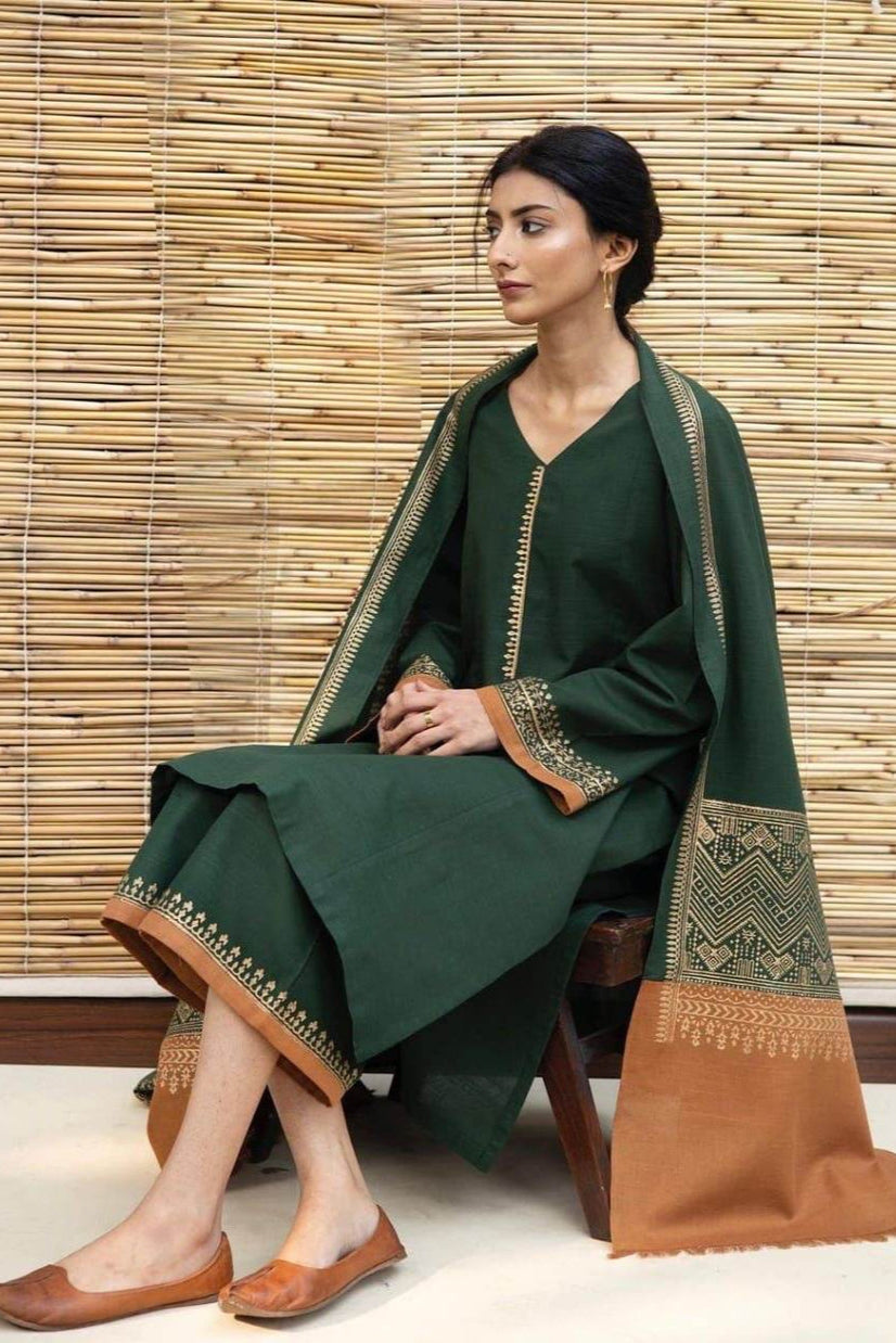 ASLING | DHANAK UNSTITCHED EMB | 3PC