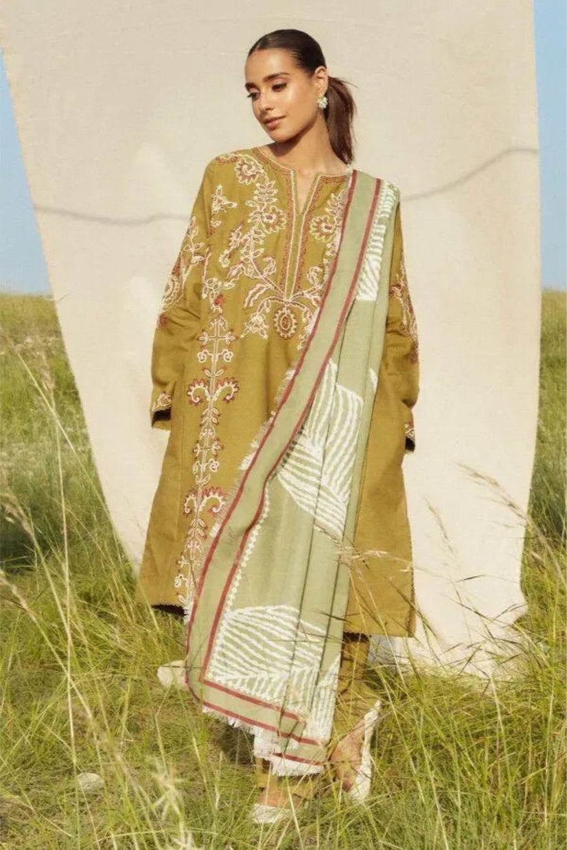 ZARA SHAHJAHAN DHANAK UNSTITCHED EMB 3PC