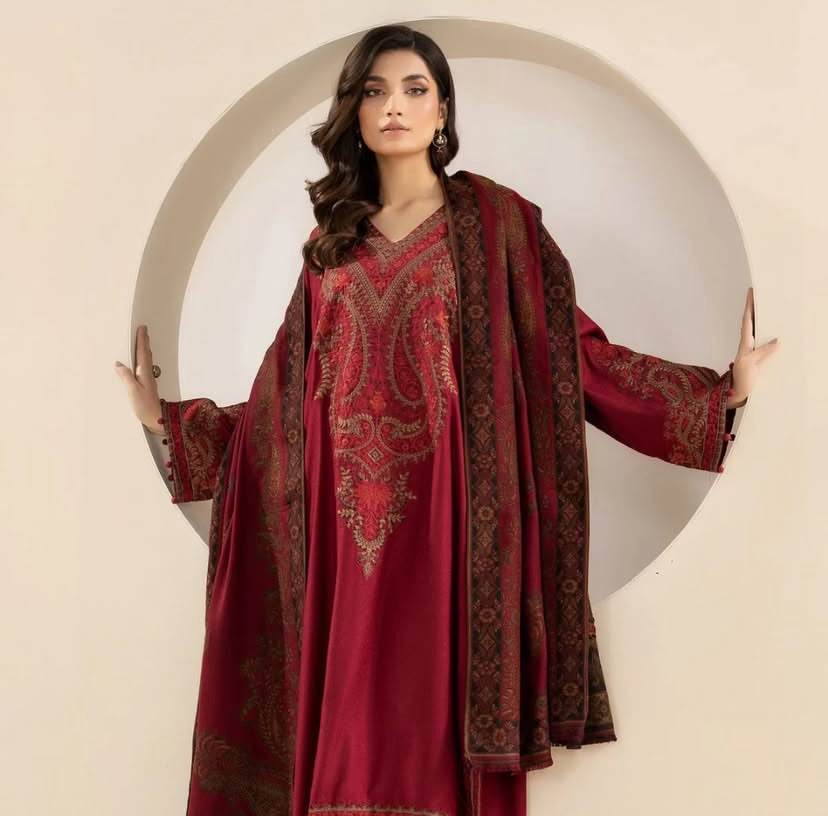 MARIA.B | DHANAK UNSTITCHED EMB | 3PC