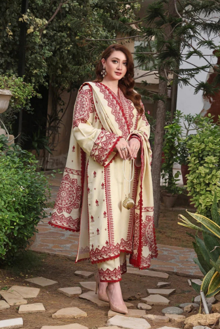 ANEELA'S | DHANAK LUXURY UNSTITCHED | EMB 3PC