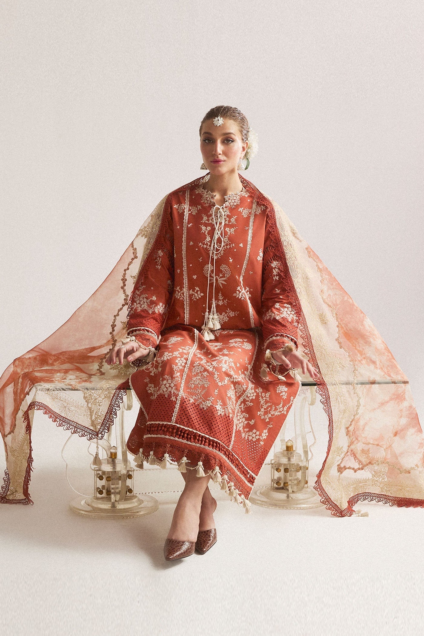 HUSSAIN REHAR | DHANAK UNSTITCHED EMB  | 3PC | DIGITAL PRINTED WOOL SHAWL