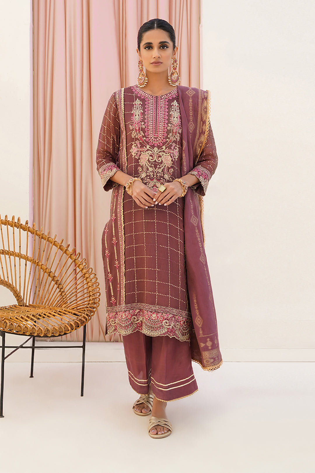 Embroidered Shirt Shalwar Dupatta - 0356
